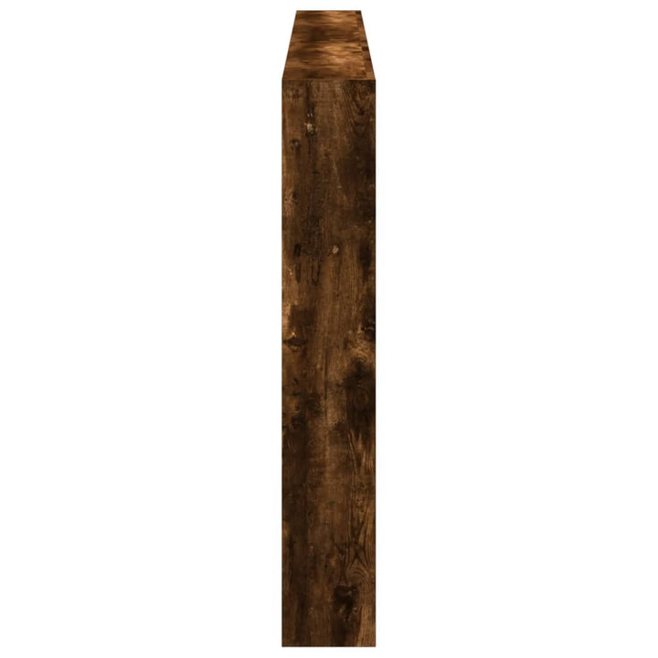 sengegavl med opbevaring og LED-lys 200x17x102 cm røget eg