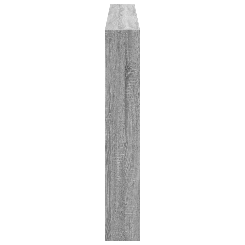 sengegavl med opbevaring og LED-lys 200x17x102 cm grå sonoma-eg