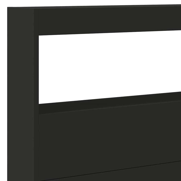 sengegavl med opbevaring og LED-lys 220x17x102 cm sort