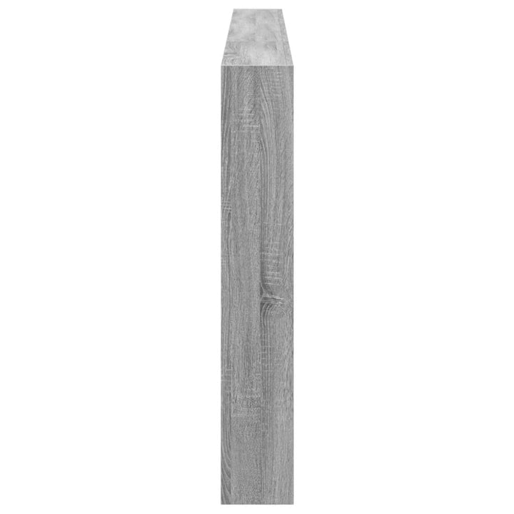sengegavl med opbevaring og LED-lys 220x17x102 cm grå sonoma-eg