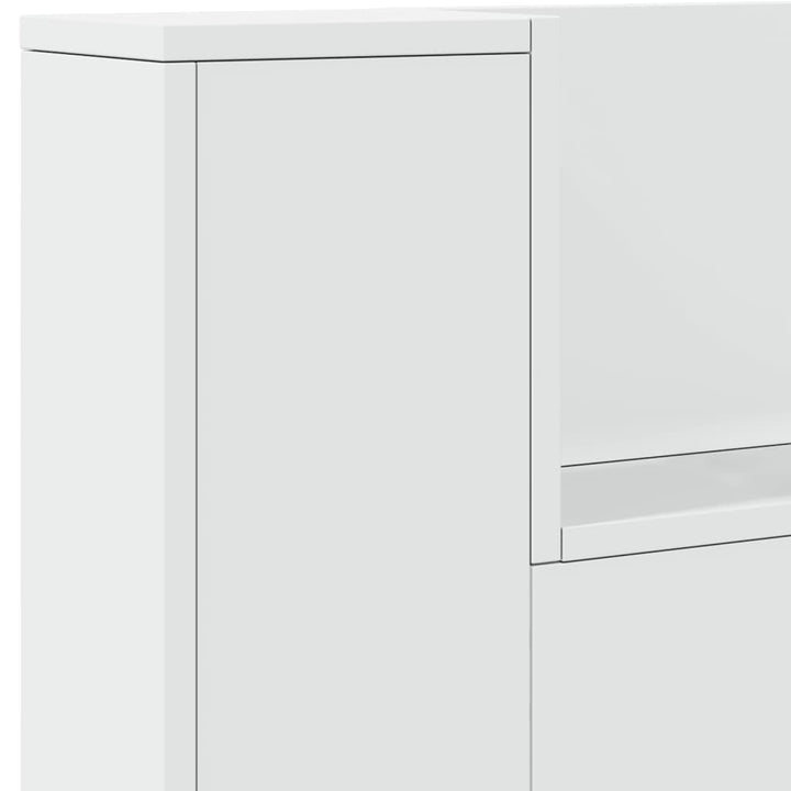 sengegavl med opbevaring og LED-lys 220x16,5x103,5 cm hvid