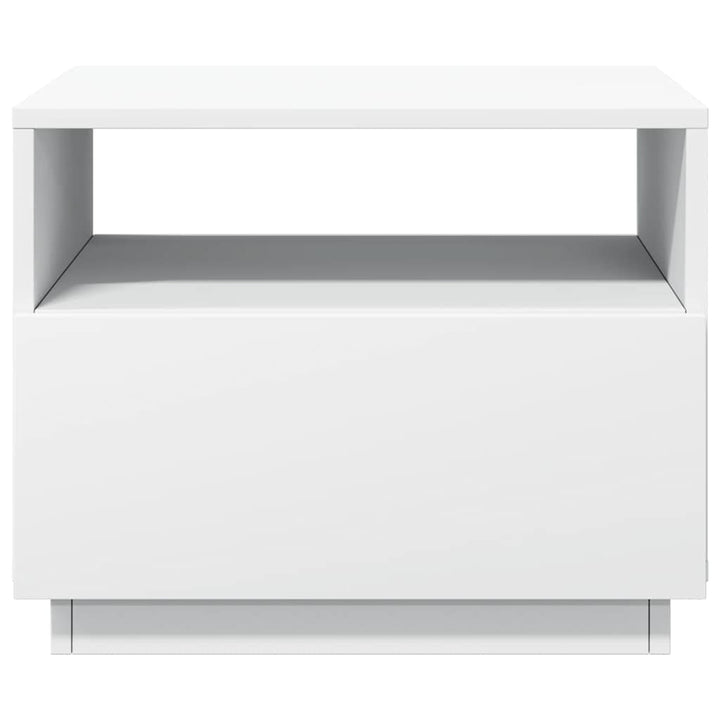 sofabord med LED-lys 50x49x40 cm hvid