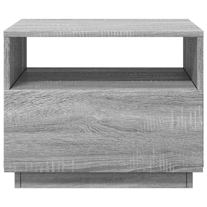 sofabord med LED-lys 50x49x40 cm grå sonoma-eg