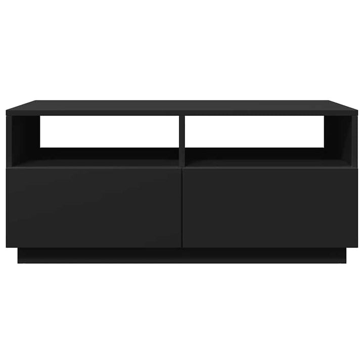 sofabord med LED-lys 90x49x40 cm sort