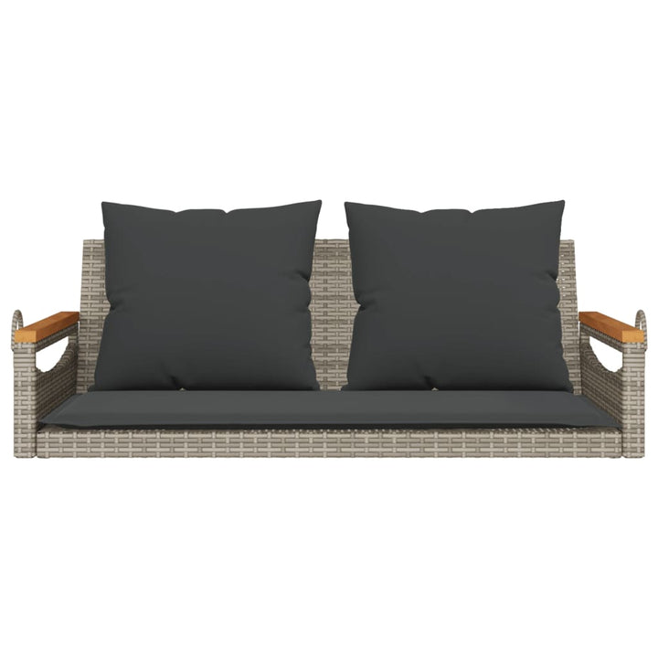 gyngebænk med hynder 109x62x40 cm polyrattan grå