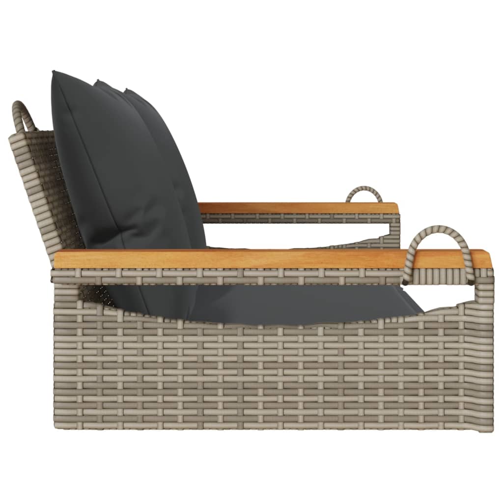 gyngebænk med hynder 109x62x40 cm polyrattan grå