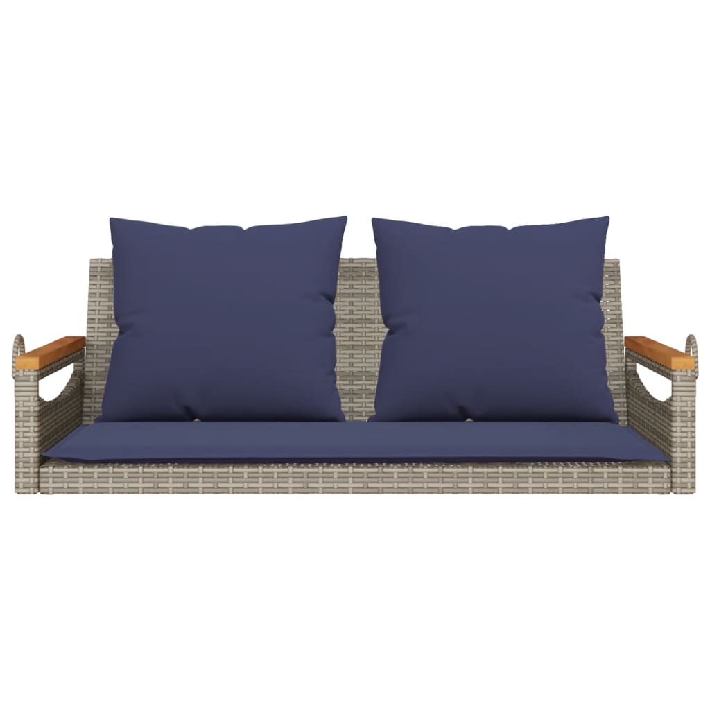 gyngebænk med hynder 109x62x40 cm polyrattan grå