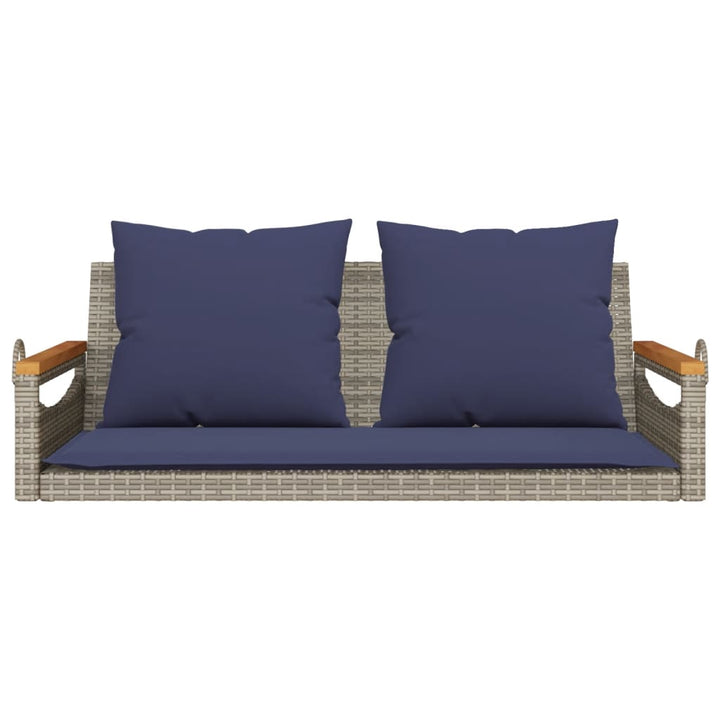 gyngebænk med hynder 109x62x40 cm polyrattan grå