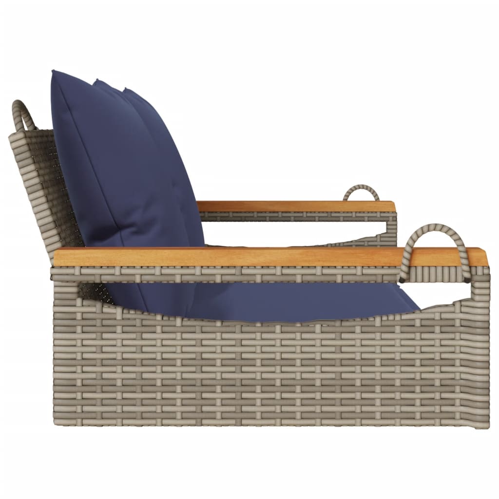 gyngebænk med hynder 109x62x40 cm polyrattan grå