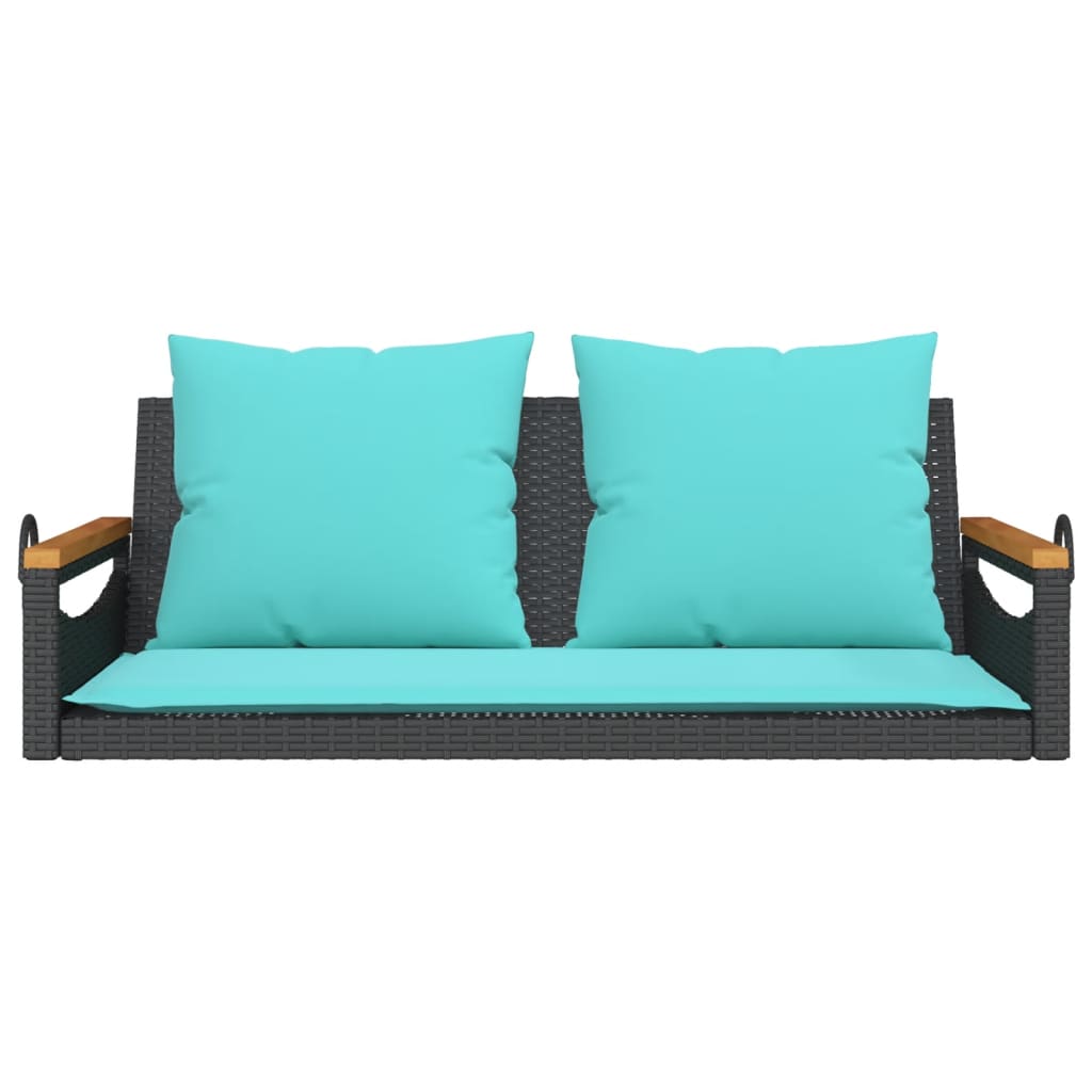 gyngebænk med hynder 109x62x40 cm polyrattan sort