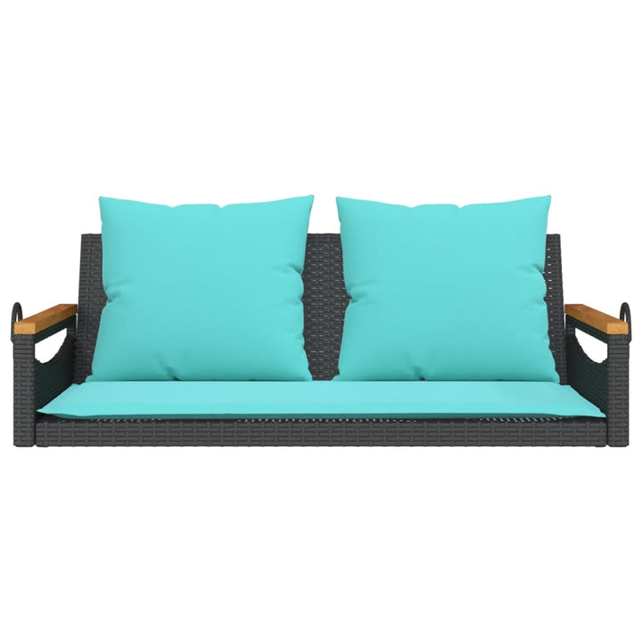 gyngebænk med hynder 109x62x40 cm polyrattan sort