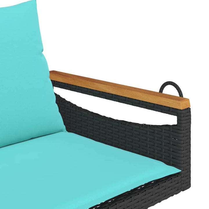 gyngebænk med hynder 109x62x40 cm polyrattan sort