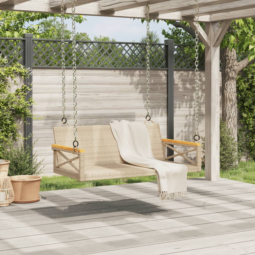 gyngebænk 109x62x40 cm polyrattan beige