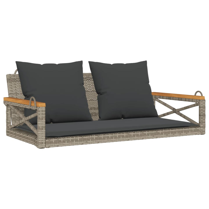 gyngebænk med hynder 109x62x40 cm polyrattan grå