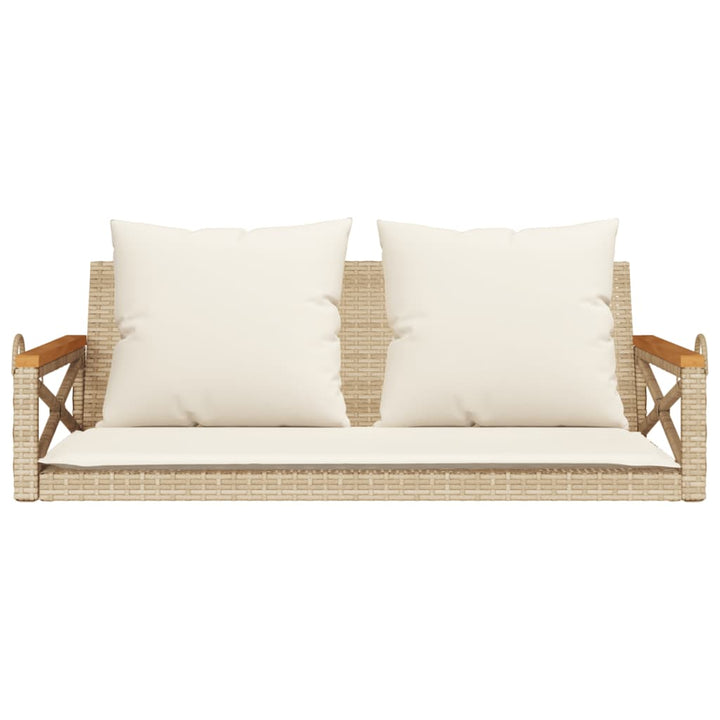 havebænk med hynder 109x62x40 cm polyrattan beige