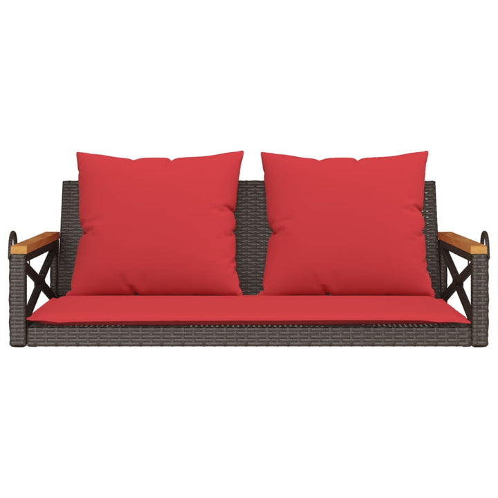 gyngebænk med hynder 109x62x40 cm polyrattan brun