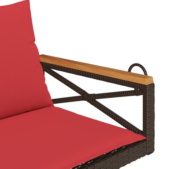 gyngebænk med hynder 109x62x40 cm polyrattan brun