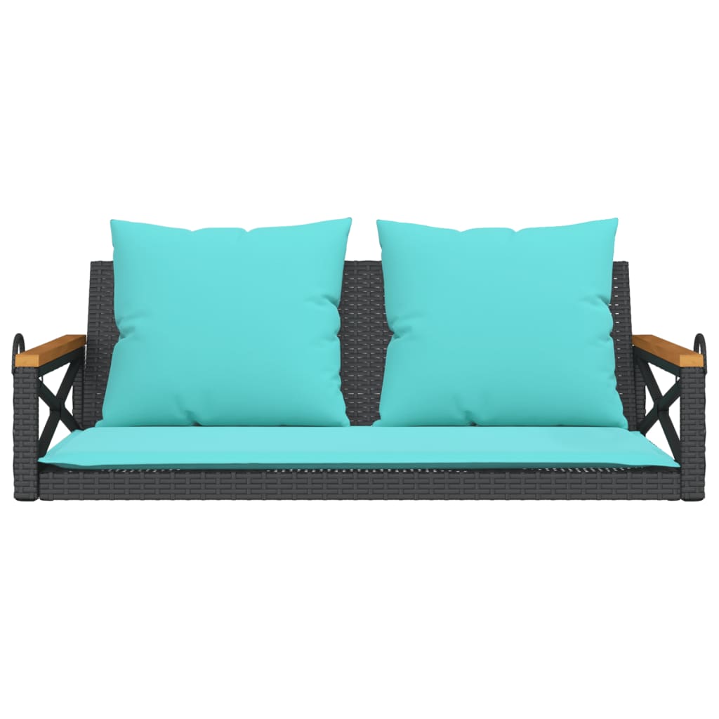 gyngebænk med hynder 109x62x40 cm polyrattan sort