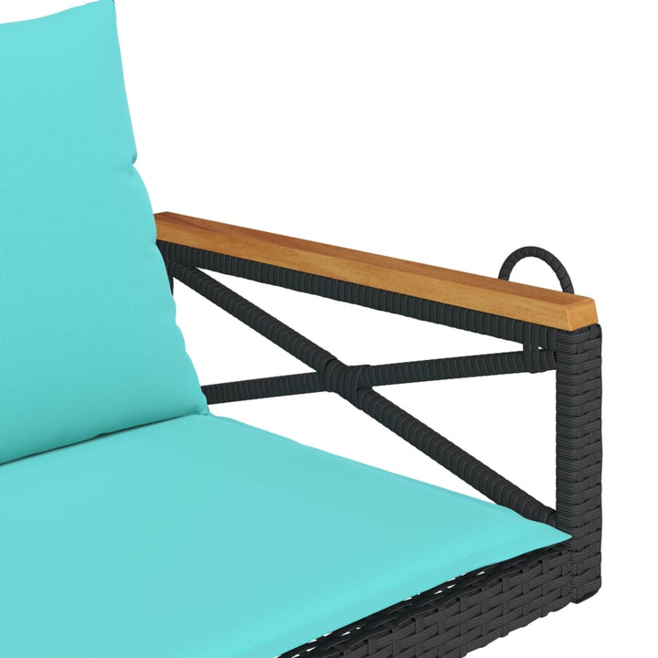 gyngebænk med hynder 109x62x40 cm polyrattan sort