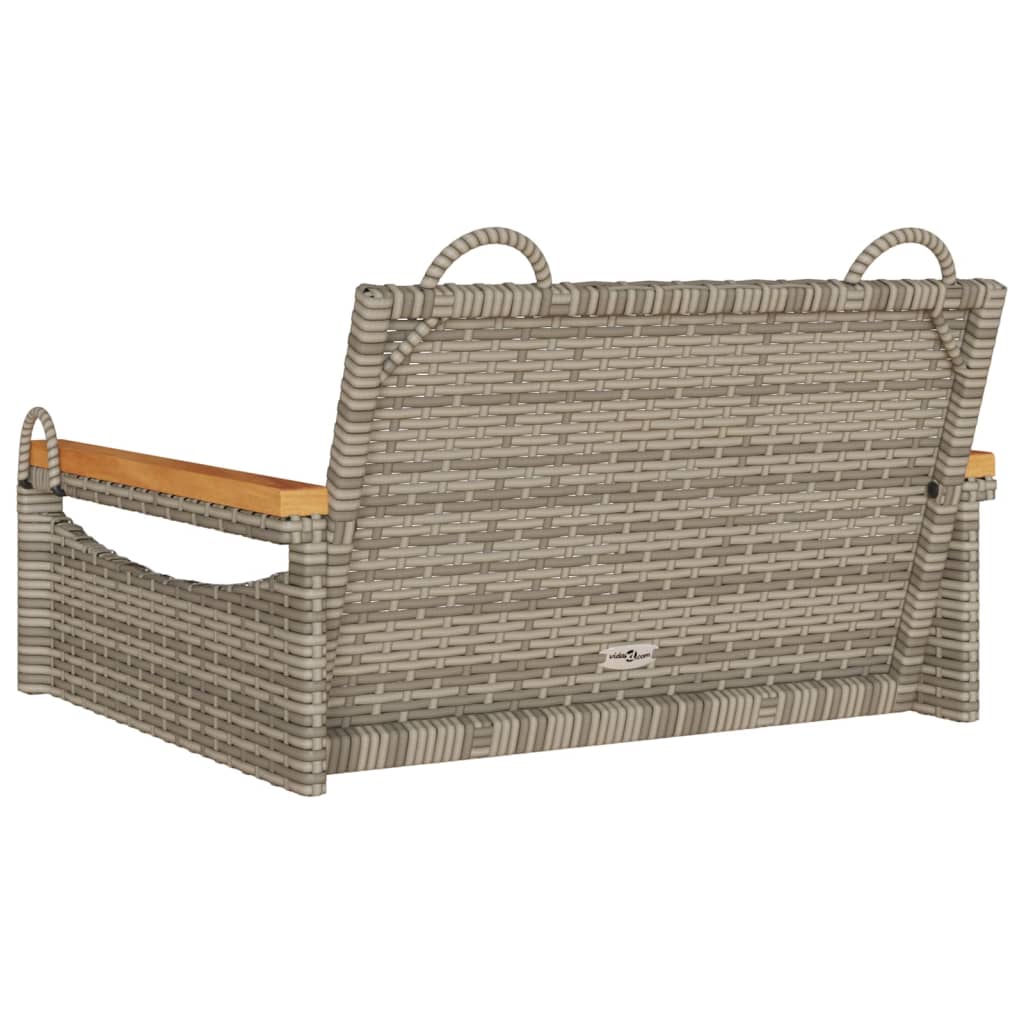 gyngebænk 63x62x40 cm polyrattan grå