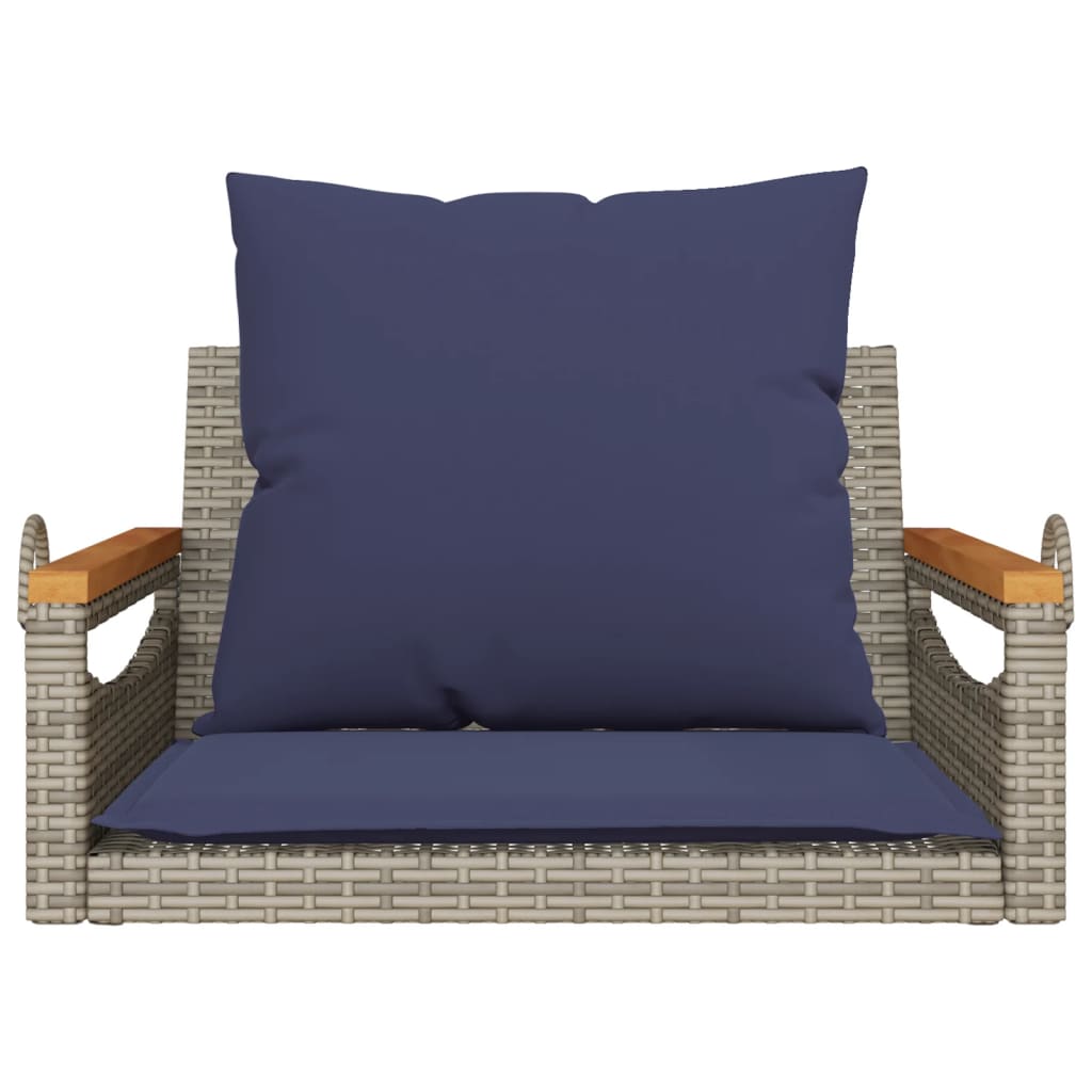gyngebænk med hynder 63x62x40 cm polyrattan grå