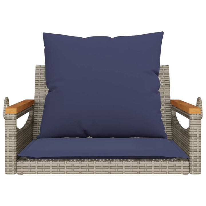 gyngebænk med hynder 63x62x40 cm polyrattan grå