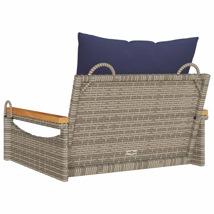 gyngebænk med hynder 63x62x40 cm polyrattan grå