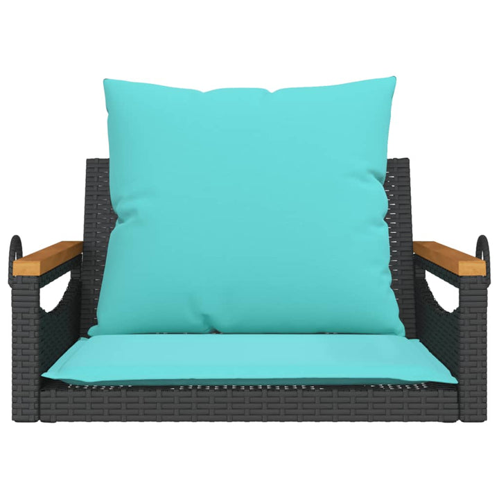gyngebænk med hynder 63x62x40 cm polyrattan sort