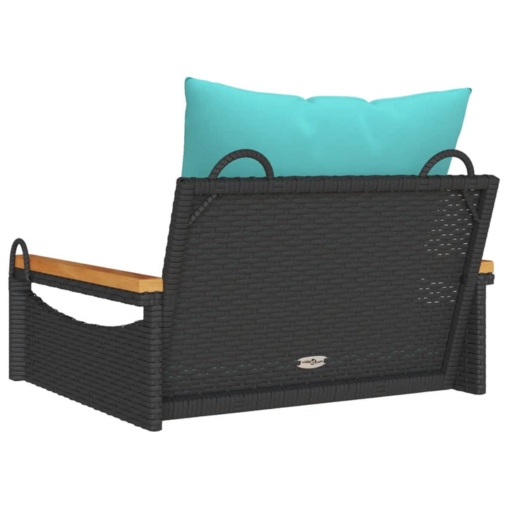 gyngebænk med hynder 63x62x40 cm polyrattan sort