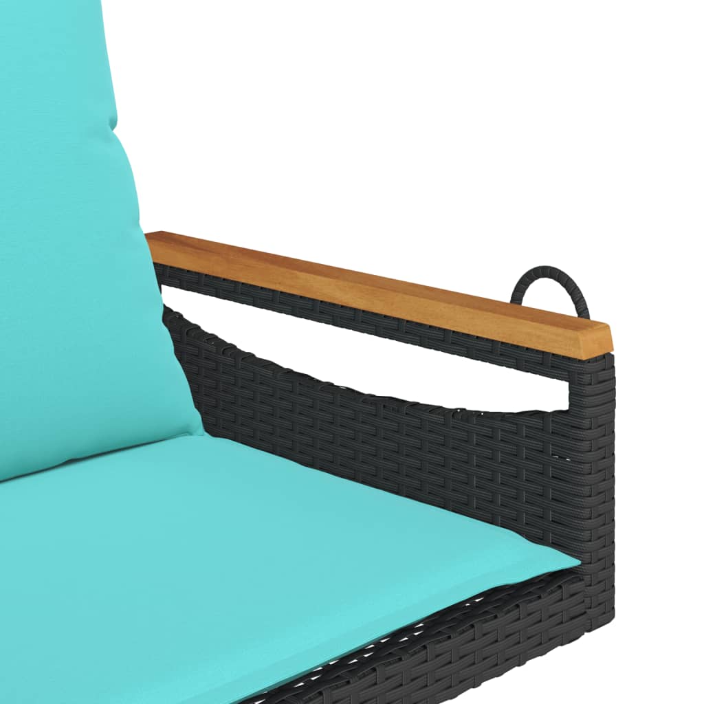 gyngebænk med hynder 63x62x40 cm polyrattan sort
