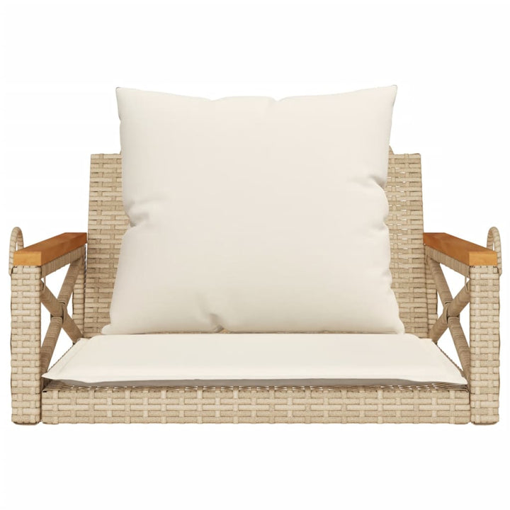 gyngebænk med hynder 63x62x40 cm polyrattan beige