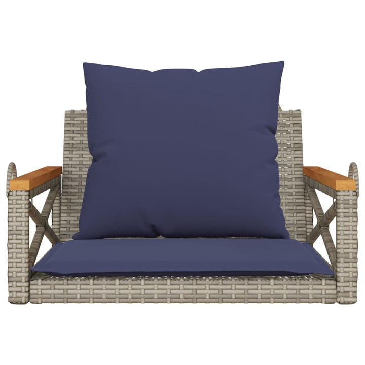 gyngebænk med hynder 63x62x40 cm polyrattan grå
