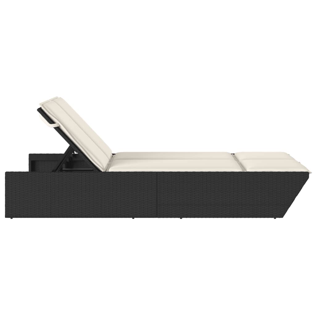 dobbelt loungesofa med hynder polyrattan sort