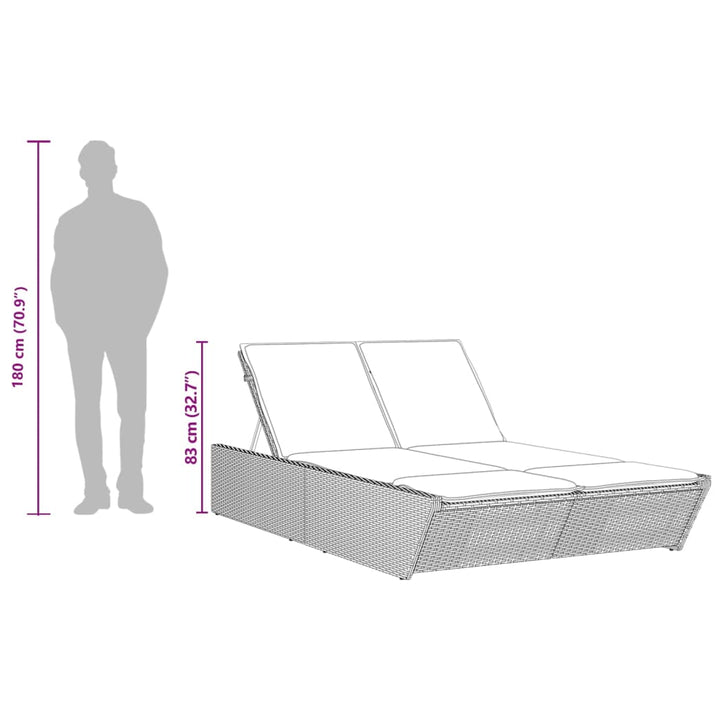 solseng med hynder polyrattan lysegrå