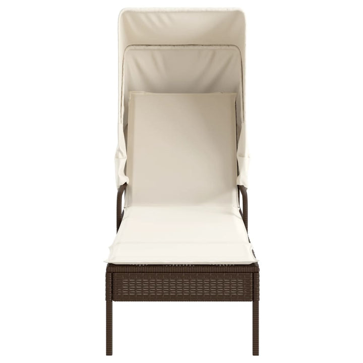 loungesofa med baldakin polyrattan brun