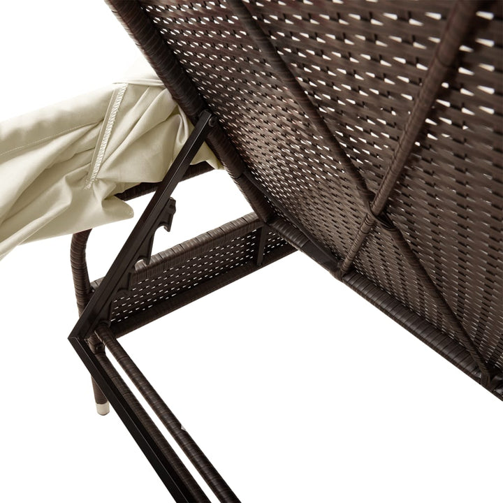 loungesofa med baldakin polyrattan brun