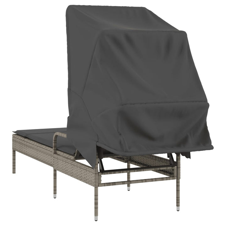 loungesofa med baldakin polyrattan grå
