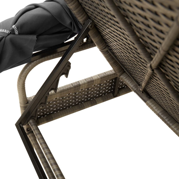 loungesofa med baldakin polyrattan grå