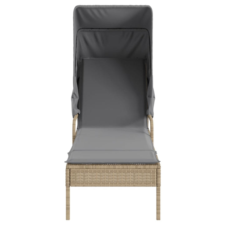 loungesofa med baldakin polyrattan beige