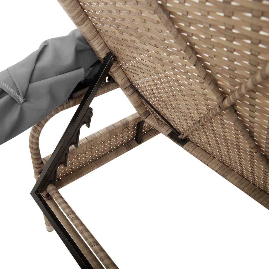 loungesofa med baldakin polyrattan beige