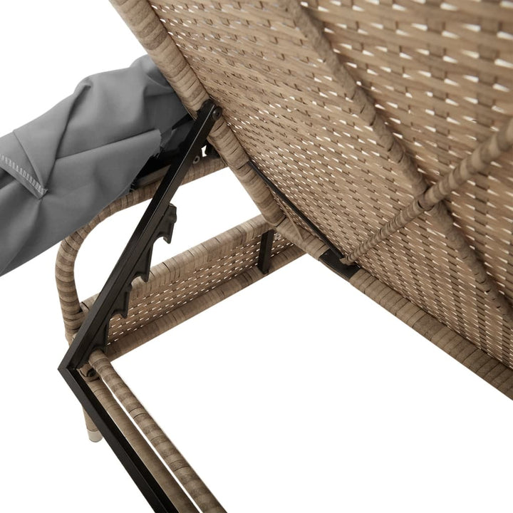 loungesofa med baldakin polyrattan beige