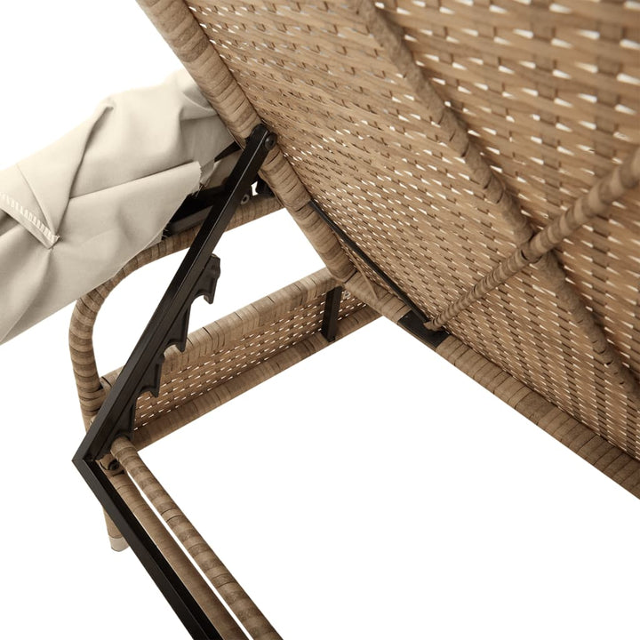 loungesofa med baldakin polyrattan beige