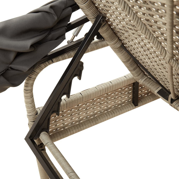 loungesofa med baldakin polyrattan grå