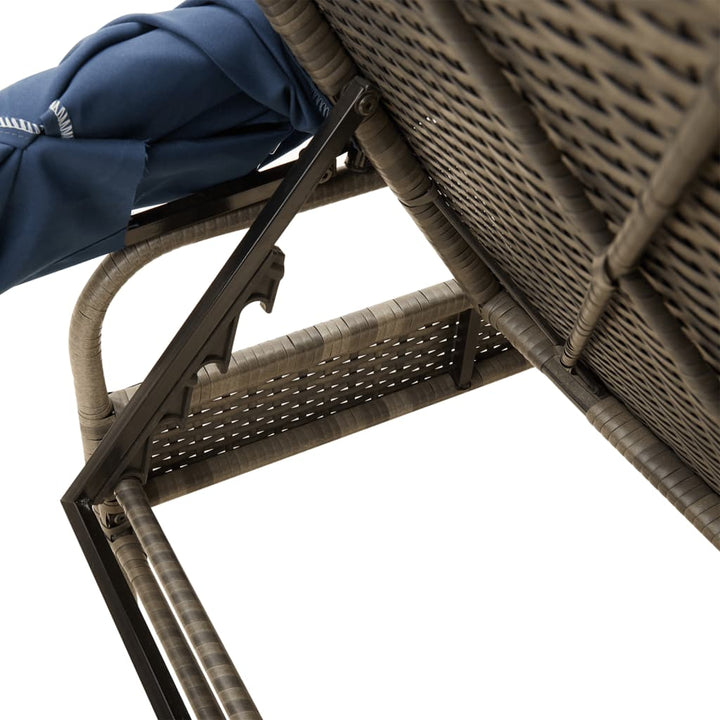 liggestol med baldakin grå polyrattan