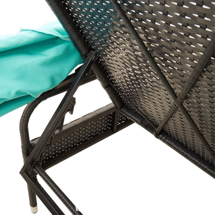 liggestol med baldakin sort polyrattan