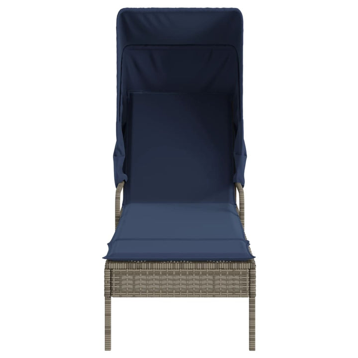 liggestol med baldakin og bord grå polyrattan