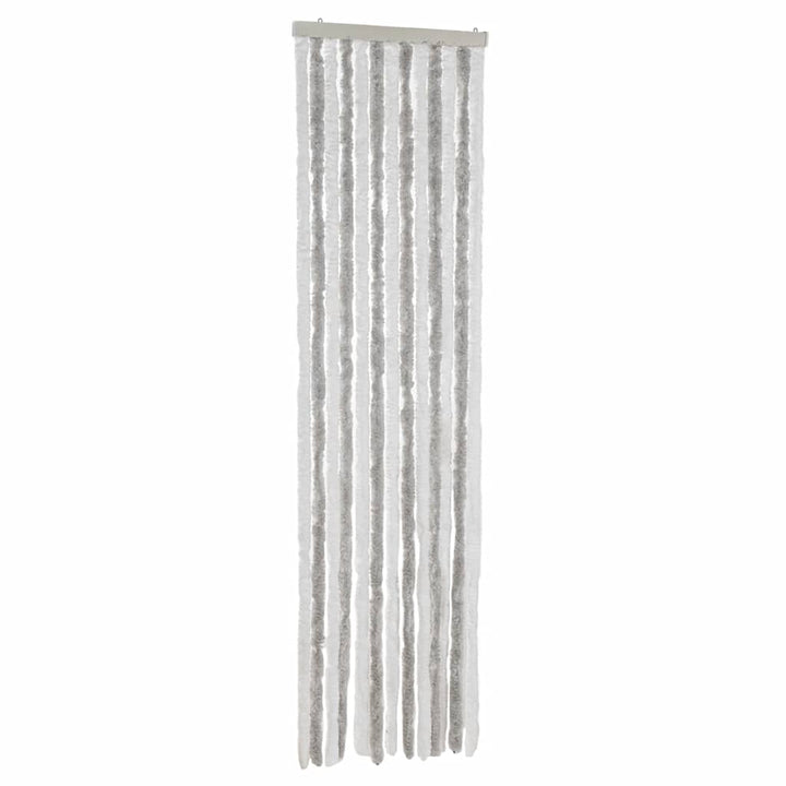 flueforhæng 56x185 cm chenille lysegrå og hvid