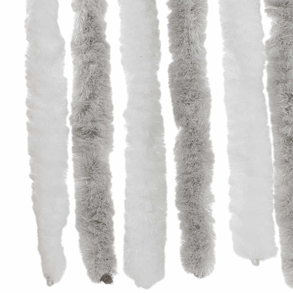 flueforhæng 56x185 cm chenille lysegrå og hvid