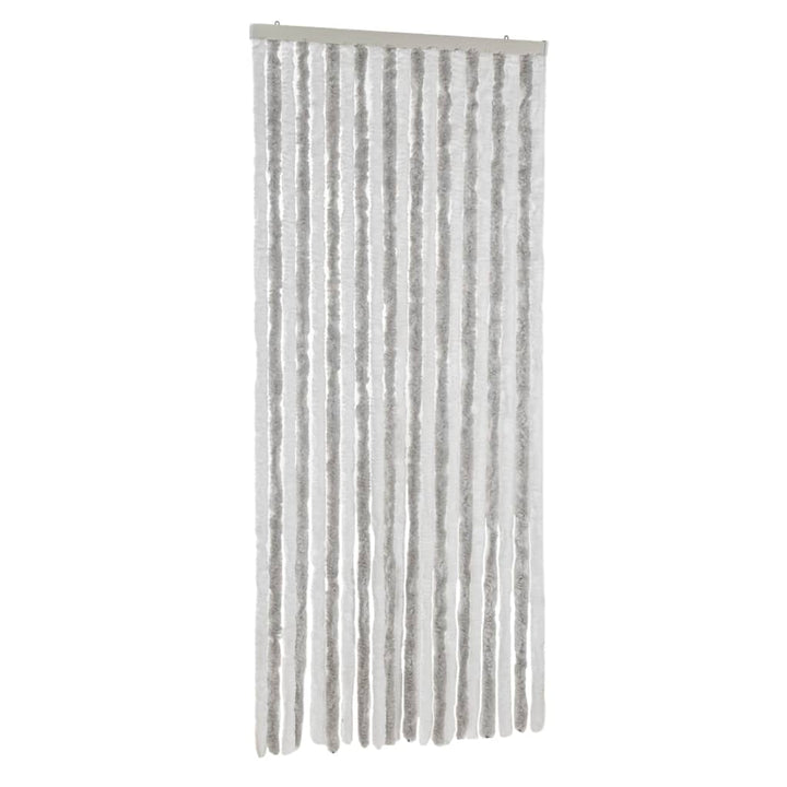 flueforhæng 90x200 cm chenille lysegrå og hvid