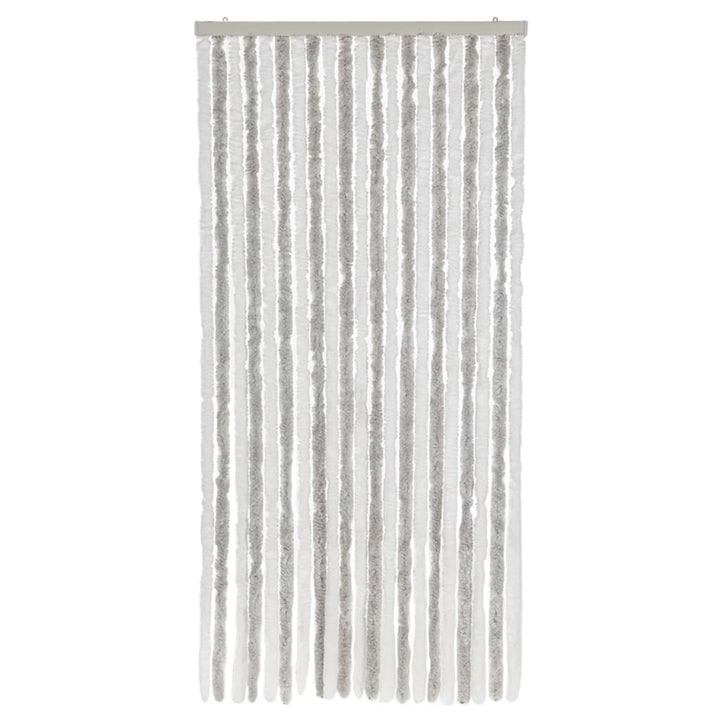 flueforhæng 90x200 cm chenille lysegrå og hvid